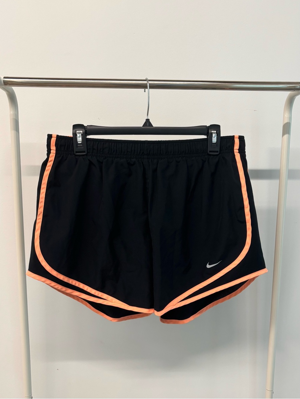 Nike Dri-Fit Women's Black Athletic Shorts with Citrus Orange Trim
